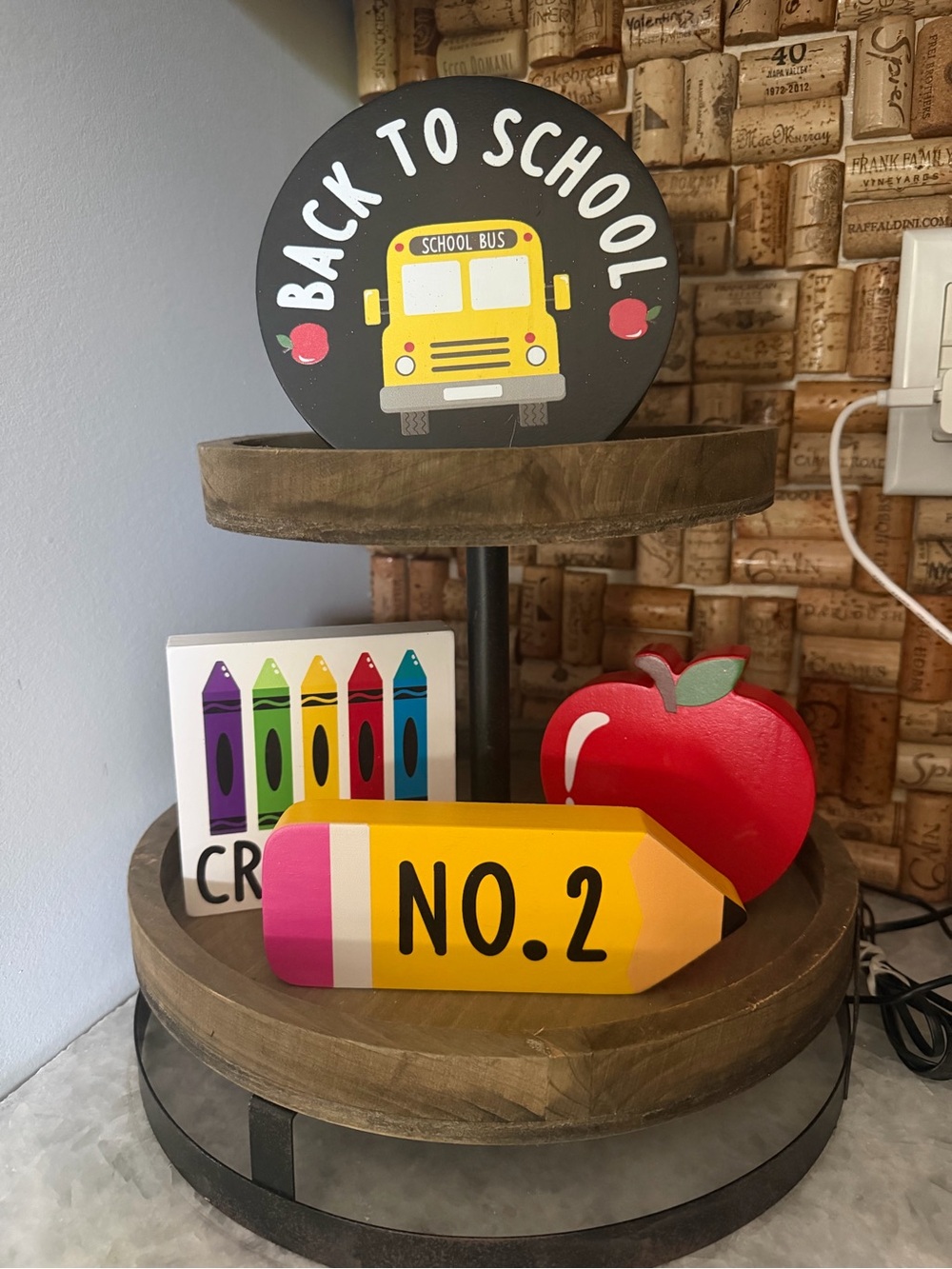 Back to School Wooden Desk Decor - Yellow Pencil & Bus Set